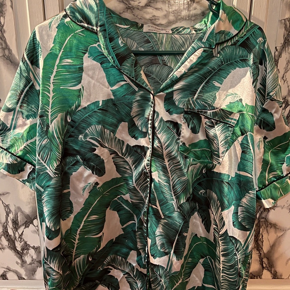 Fashion nova silky PJ button down